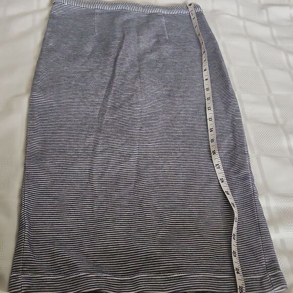 Topshop Striped Pencil Midi Skirt 4 Navy Blue/Gray - Picture 9 of 16